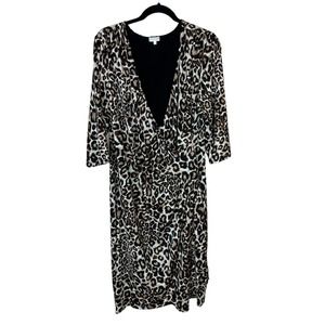 Kiyonna Faux Wrap Leopard Print Dress 18 Ciara Cinch Dress Stretch Vneck Jersey